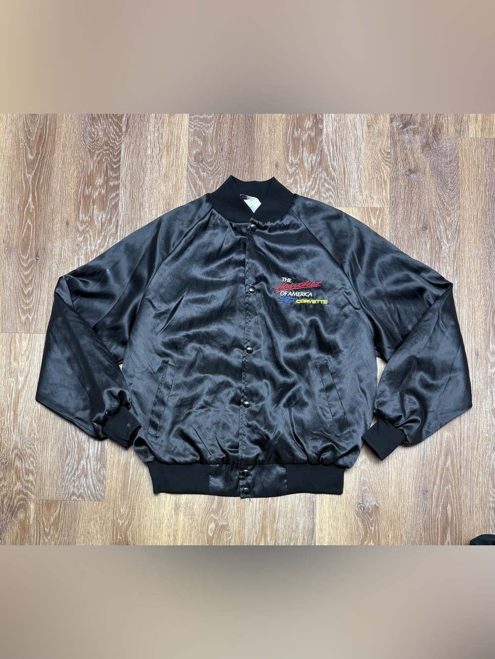 Vintage 90” Corvette 95 satin bomber jacket